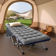 Slsy XL Folding Camping Cots with 3.3 inch 2 Sided Mattress, 75* 28 Sleeping Cot Guest Bed,Folding Bed Cot with Carry Bag