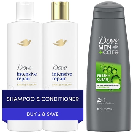 Dove & Dove Men Care Hair Care Pack 12 oz Set, 3 Count