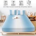 thumbnail image 5 of Full Size Fitted Sheet Set - Sky Blue White 3 Piece Bedding Sets 16" Deep Pocket Fitted Sheet with 2 Pillowcases Gradient Vertical Stripes Minimalist Brushed Microfiber Hotel Luxury Bed Sheets, 5 of 9