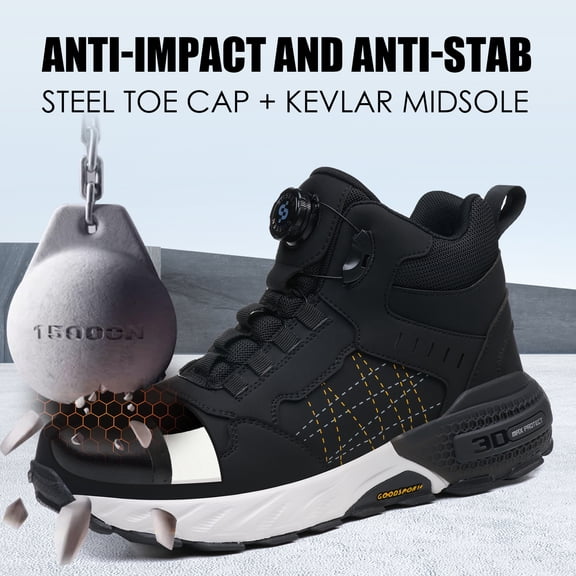 Vantalaria High Top Work Boots Steel Toe Shoes for Men Women Waterproof Slip Resistant Safety Shoes Indestructible Industrial Construction Working Boots