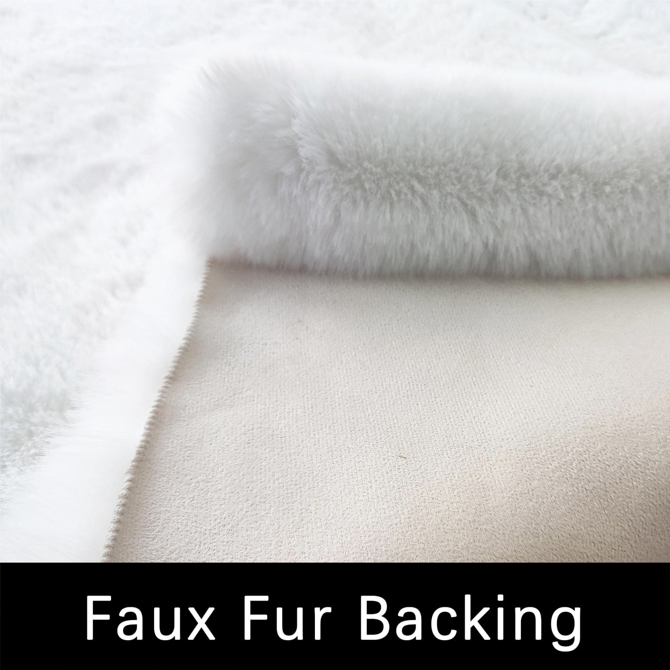 Latepis 8x10 Faux Rabbit fur Rug, Area Rug, Fur Rug for Living Room, Fluffy Washable Faux fox fur Rug for Bedroom, Nursery, Furry Rug, Large Rug, White Fluffy Sheepskin Rug, Rectangle