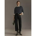 thumbnail image 5 of Women Trendy High Waisted Flare Wide Leg Jeans Cropped Denim Pants Stretchy Baggy with Patch Pockets Black L, 5 of 9