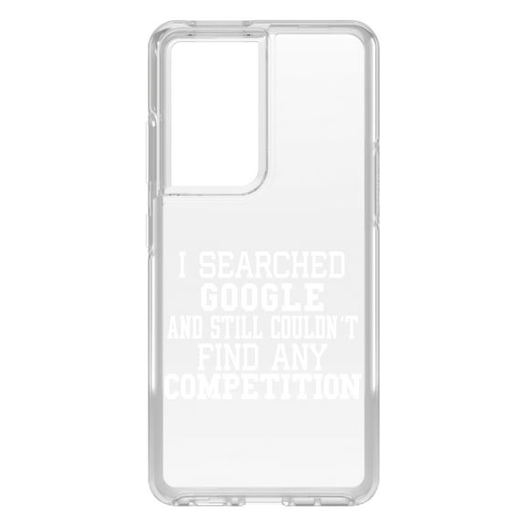 DistinctInk Clear Shockproof Hybrid Case for Galaxy S21 ULTRA 5G (6.8" Screen) - TPU Bumper Acrylic Back Tempered Glass Screen Protector - I Searched and Couldn't Find Competition