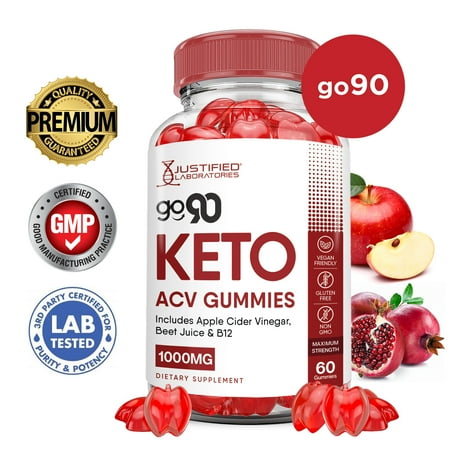 Go 90 Keto ACV Gummies 1000MG Dietary Supplement 60 Gummys