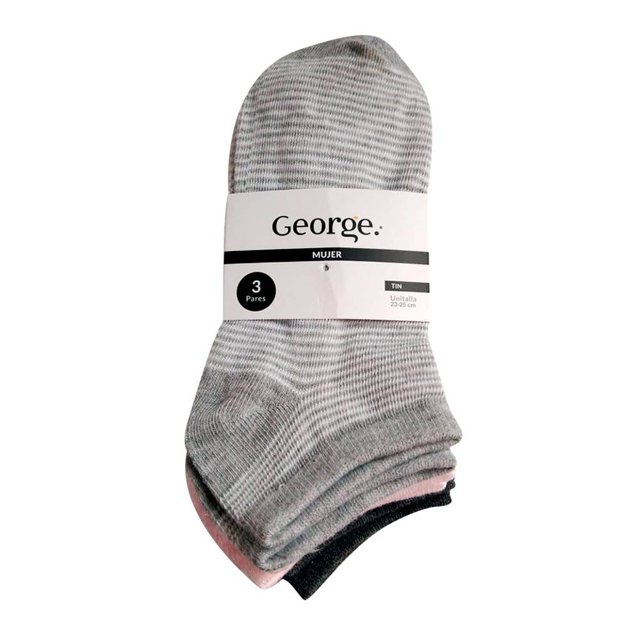 Tin George para Mujer, Multicolor Líneas Delgadas 3 Pares Unitalla de 23 a 25 cm