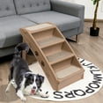thumbnail image 3 of Gymax Folding Plastic Pet Stairs 4 Step Ladder for Small Dog & Cats Coffee, 3 of 10
