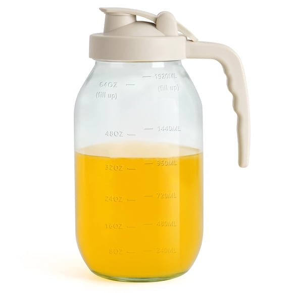 Jarra de vidrio YORY de 2 litros con tapa de filtro hermética para bebidas frías