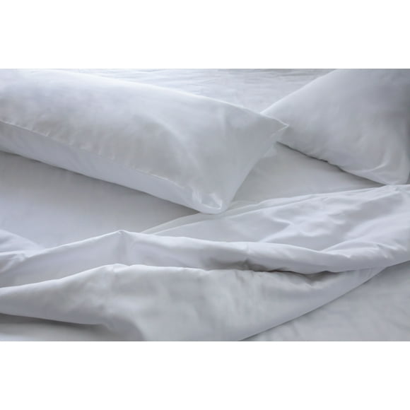Fabdreams Ensemble de Draps Complet en Coton Biologique 100 % Certifié GOTS/400 Fils au Pouce/Doux Soyeux Brillant/collection d'Hôtel de Luxe/ Convient aux Matelas à Poche Profonde jusqu'à 17 Pouces/ Durable / Blanc
