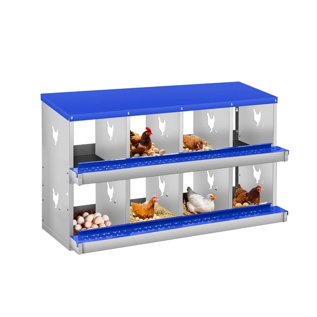 Yeshouse Nido para gallinas de 6, 8 y 10 agujeros, de acero galvanizado inoxidable, para gallinas, fácil de recoger y limpiar