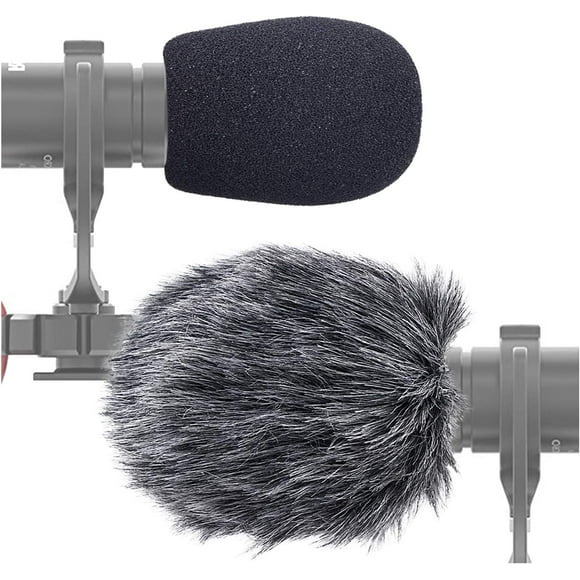 shiyou-Furry Windscreen Muff, Mic Pop Filter/Foam Wind Cover fits Rode VideoMicro Videomic Me-L Shotgun Microphone by (2 PACK)
