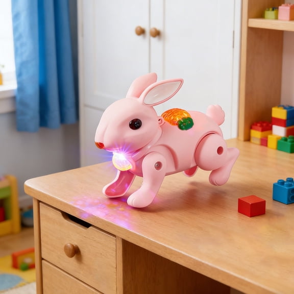 Mjers Hopping Rabbit with Carrot Interactive Electronic Pet Plush Bunny Toy with Sounds and Movements Animated Walking Gift for Boys Girls Birthday, The Gift for New Year Easter Valentine