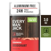 (3 pack) Every Man Jack Cedarwood Amber Aluminum-Free Deodorant for Men, Naturally Derived, 3 oz