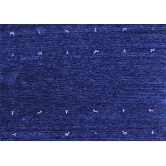 Ahgly Company Machine Washable Indoor Rectangle Abstract Blue Contemporary Area Rugs, 6' x 9'