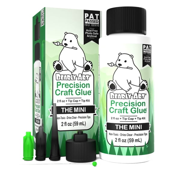 Bearly Art Precision Craft Glue The Mini, Clear Fast-Dry, 2 fl oz