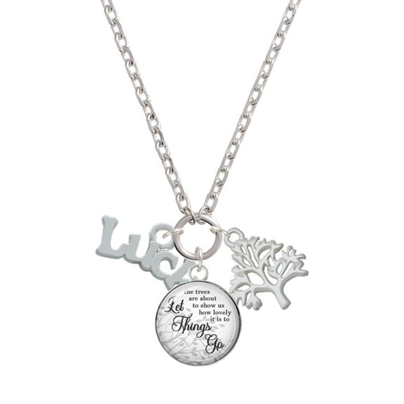 Delight Jewelry Silvertone Luck Let Things Go Fall Zoey Charm Necklace, 28"