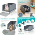 thumbnail image 2 of Stainl Steel Litter Box with Lid XL Metal Cat Litter Tray for Indoor Cats Enclosure Cat Litter Pan for Large Cats Non-Sticky Large Kitty Litter Box Anti-Leakage 23.5 X 15.6 X 12, 2 of 8