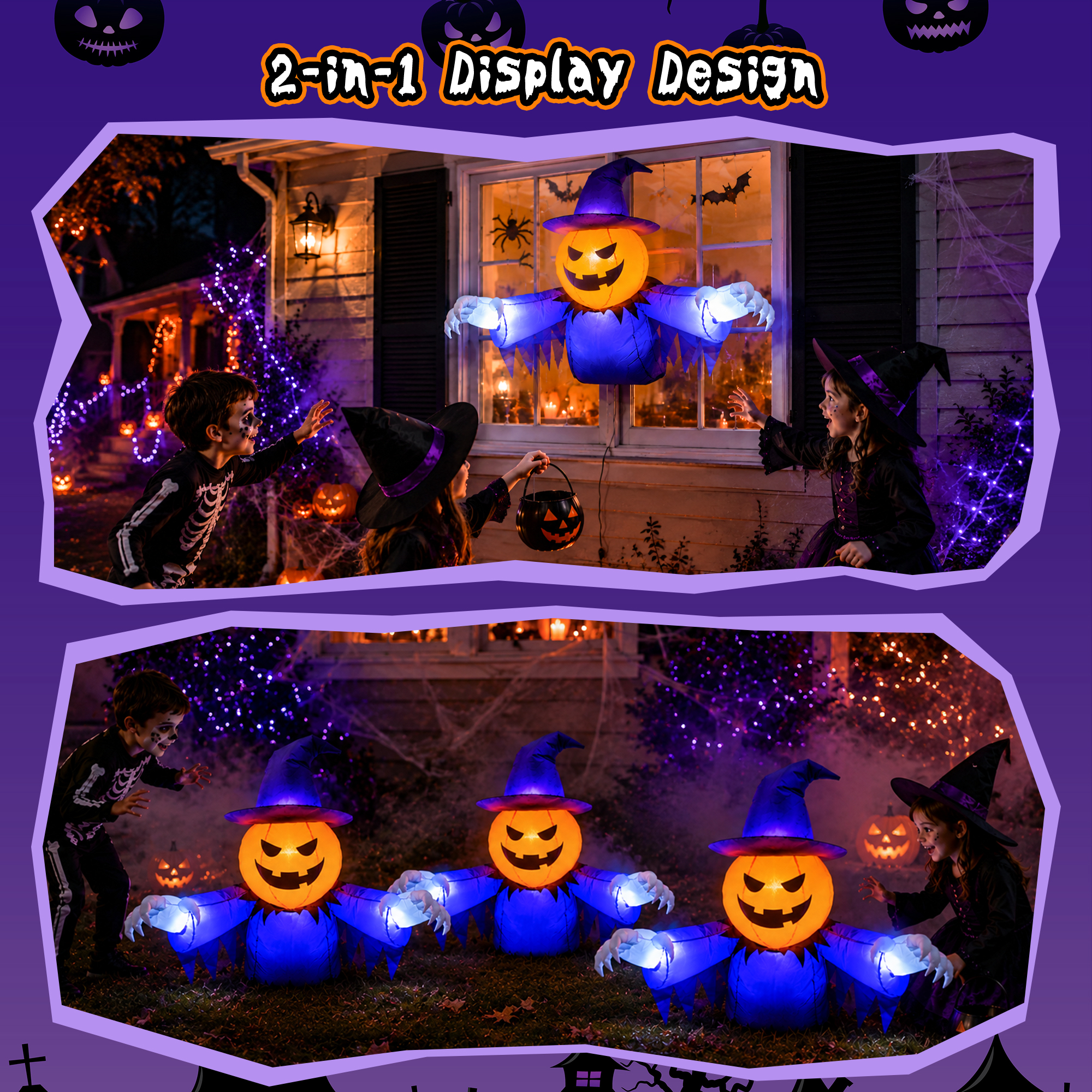 Yexmas 4 Ft Halloween Inflatable Pumpkin Ghost, Window Decoration photo 6
