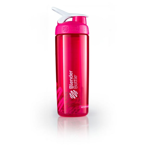 BlenderBottle 28oz SportMixer Sleek Water Bottle Shaker Cup Pink/White