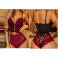 thumbnail image 1 of VISgogo - Conjunto de 2 piezas para mujer, lencería sexy, sujetador de muñeca de encaje y bragas transparentes de malla, ropa de dormir VISgogo moda, 1 of 2