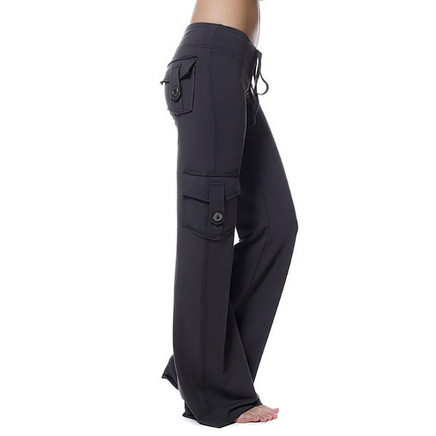 Women Yoga Pants Drawstring Trousers Women XS-4XL Sports Wide Leg Elastic  Polyester Pant Solid Color Full Length Clothing Sweatpants 4XL 