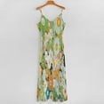 thumbnail image 5 of Sage Green Colorful Flower Sleeveless Suspender Dress Summer Fashion Casual Long Dress, 5 of 9
