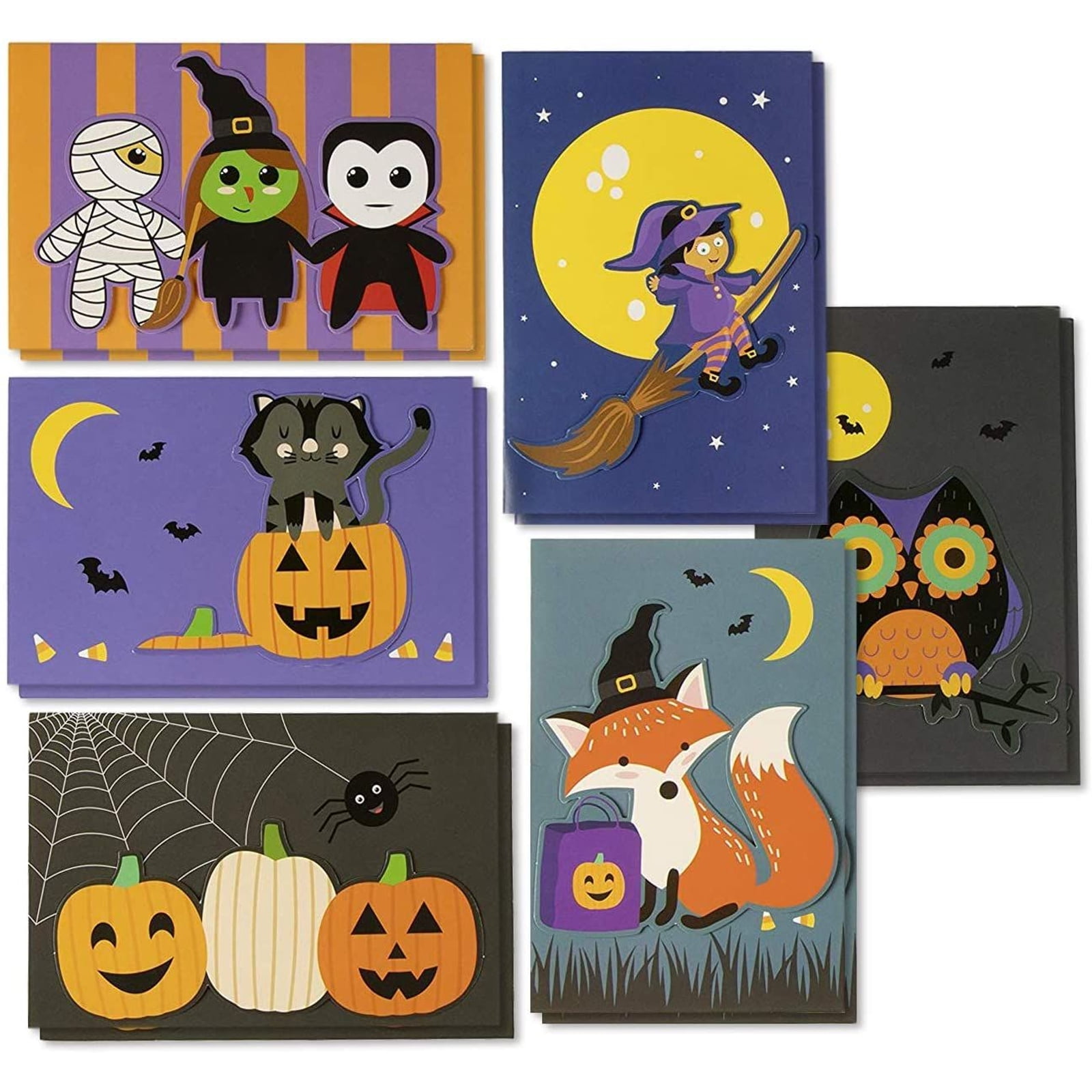 Festive Animals 8 Cards with Envelopes Hallmark Halloween Cards Assortment