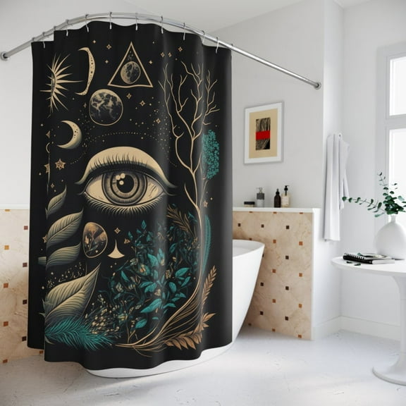 Whimsigoth Shower Curtain, Celestial Bath Decor, Witchcraft Decor, Whimsigoth Decor, Gothic Shower Curtain, Dark Witchy Shower Curtain 66x72in