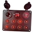 thumbnail image 2 of Miulika 8 Gang Toggle Switch Panel, USB Over Current Waterproof Button Rocker Switch Panel Car Marine Boat Truck ,RV , ATV , UTV , Red Light, 2 of 6
