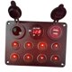 thumbnail image 2 of Panel de interruptor de palanca de 8 , enchufe USB dual multifunción, resistente , Panel de interruptor para coche, barco Luz roja, 2 of 6
