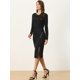 thumbnail image 3 of Vestido Elegante Allegra K con Diseño de Fruncidos y Decoración de Botones Largo con Dobladillo Dividido Negro M, 3 of 5