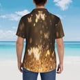 thumbnail image 4 of Daiia Gold butterfly glitter Print Hawaiian Shirt for Men Gentle Cotton Regular Short Sleeve Casual,Large, 4 of 7