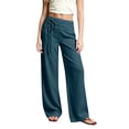 thumbnail image 6 of Shadoumai Linen Wide Leg Pants Lightweight Drawstring Elastic Waist Loose Summer Beach Vacation Pockets Girls 4-13 Years, 6 of 7