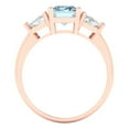 thumbnail image 4 of 2.82 ctw 3 Stone Anniversary Ring for Women | Emerald Cut Natural Aquamarine | Hyperallergenic Solid 14K Rose Gold, 4 of 5