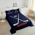 thumbnail image 3 of Ice Hockey Comforter Set,Abstract White Hockey Stick Bedding Men Room Decor,Ball Sports Gaming Quilt Modern Navy Blue Duvet Insert, 3 of 6