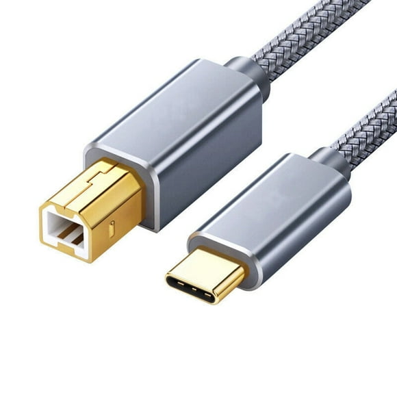 USB-C to USB-B 2.0 Cable, Printer Scanner Data Cable for Nylon Epson HP Canon Brother 4.92Ft Gray