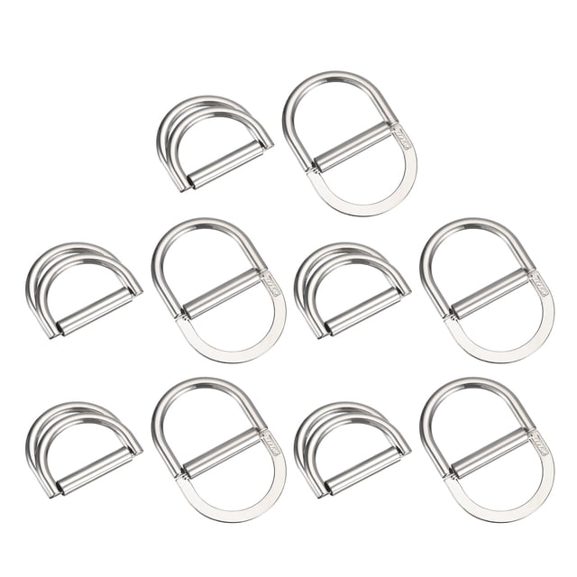 Doble D-Anillo Hebillas, 10uds 25mm(0,98") Metal Ajustable Multiuso D Anillos para Ropa Cintura Vestido Correas Bolsos Bufanda, Plateado Tono