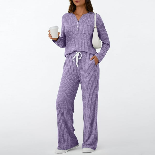 Ensemble 2 Pcs pour Femmes Tenues d'Automne Chandail Col Rabattu 2025 Costumes Assortis Vêtements Poches