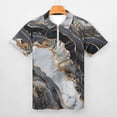 thumbnail image 3 of Marble Texture Men Zipper T-shirt Summer Casual Short Sleeve T-shirt Top, 3 of 7