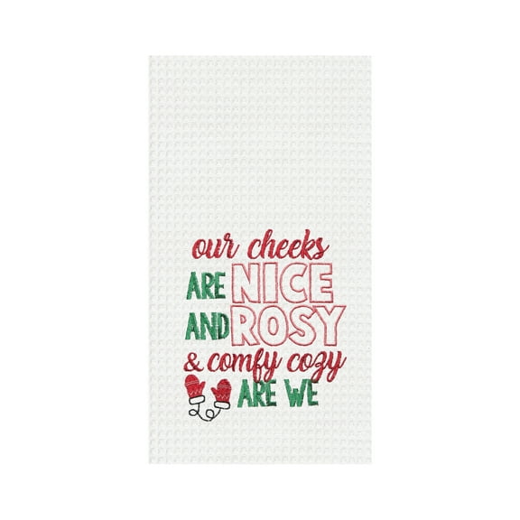 Nice Rose & Cozy Embroidered Waffle Weave Kitchen Towel