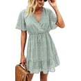 thumbnail image 1 of Jinsinto Femmes Robe à Volants V Cou Swing Été Manches Courtes Floral Sundress Casual Mini Robesxl, 1 of 4