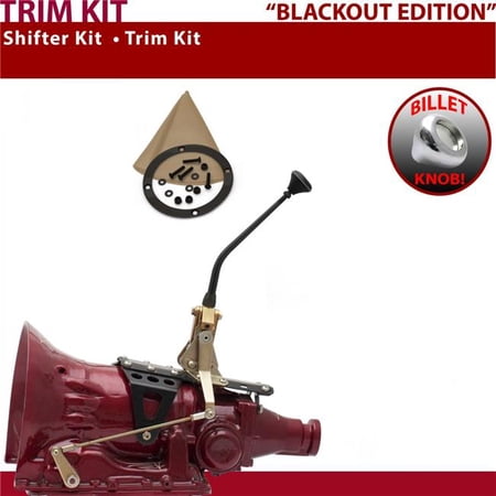 American Shifter TH200 Shifter Kit Black 10 in. Trim Kit Push Button Tan Boot Billet Knob for EFE11