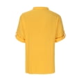thumbnail image 4 of Pompotops Mode Femmes Couleur Unie Manches Courtes Confortable Respirant Chemise Col en V Hauts, 4 of 7