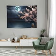 thumbnail image 2 of ONETECH Ocean Tapestry Moon Tapestry Wall Hanging Pink Cherry Blossom Japanese Anime Scenery Tapestry for Bedroom Living Room Decor Artistic, 2 of 7