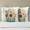 thumbnail image 5 of Autumn Sunflower Throw Pillow Cover Set of 2, 20x20 Inch Farmhouse Blue Pumpkin and Flowers Harvest Holiday Pillow Cushion Case for Couch Sofa Patio Living Room Bedroom Decor, 5 of 6