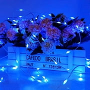 GooingTop Solar String Outdoor Lights, 2-Pack Each 39.4 ft 100 LED Twinkle Fairy Lights with 8 Lighting Modes & Waterproof Function for Garden Patio Tree Decor (Blue)