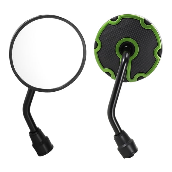 Unique Bargains 1 Set Motorcycle Rear View Mirrors Bar End Side Mirrors Mount Universal Adjustable Iron Plastic Green Black M10 Round Shape