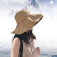 thumbnail image 4 of Sombrero para el sol de caza con cola de caballo para mujer, sombrero de pescador al aire libre UV con borde ancho, 4 of 5