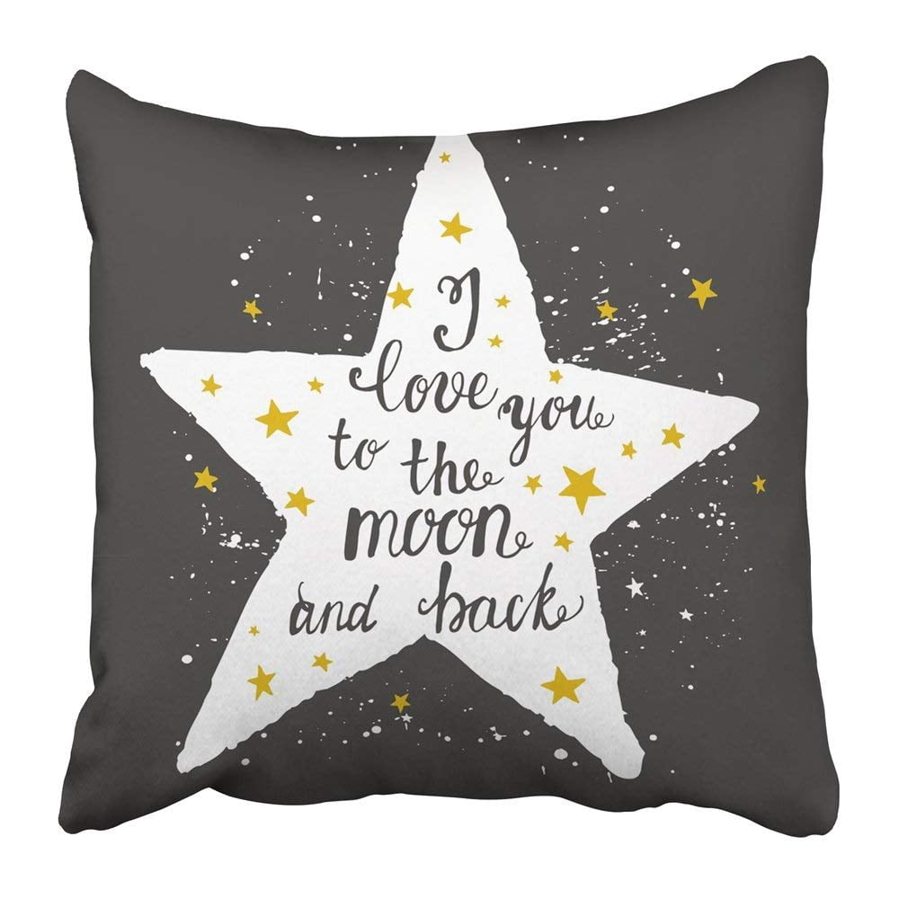 WONDERTIFY Housse de coussin décorative en forme d'étoile avec citation « I Love You to the Moon and Back » - Pour canapé, lit, canapé - Bleu - 45 x 45 cm