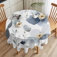 thumbnail image 3 of Gradient Blue Flower Round Tablecloth 54 inches Watercolor Country Spring Blue Floral Butterfly Waterproof Oil-Proof Table Cloth Round Table Cover for Holiday Party Picnic Dinner Decor Indoor Outdoor, 3 of 9