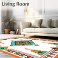 thumbnail image 2 of ODIKA 4'x6' Machine Washable Non-Slip Area Rug, Retro Aztec Revival with Symmetrical Interlocking and Designs High Traffic Rug, Orange, 718685, 2 of 7